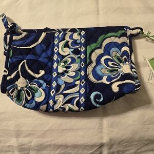 NWT Vera Bradley Medium Bow Cosmetic Bag Mediterranean Blue 9 1/4 X 6 1/2